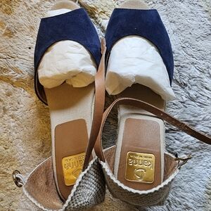 Kanna Blue Marine Wedge Sandal Size 40 (9)